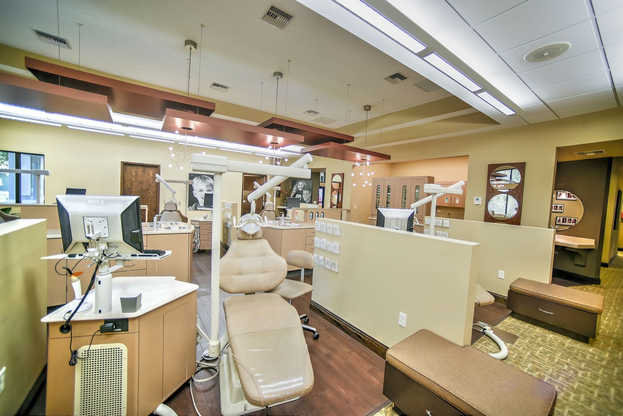 a row of treatment chairs in ormond beach orthodontist office